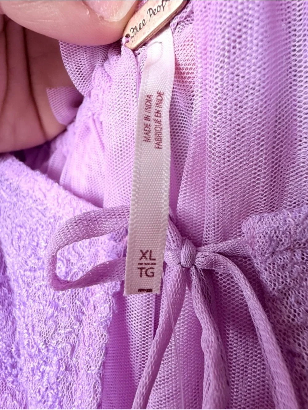 Free People Butterfly Mini Dress Size XL Lilac Embroidered Sheer Summer (H)